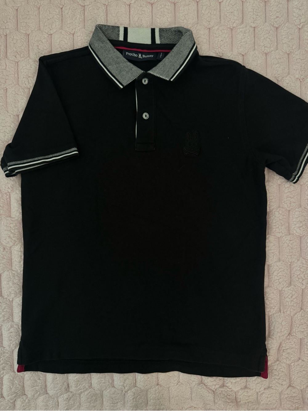 Psycho Bunny Black Polo with White-Trim Collar